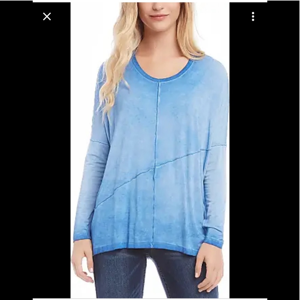 KAREN KANE Tee-shirt Top Women's Size Medium Blue Vintage Wash Asymmetric